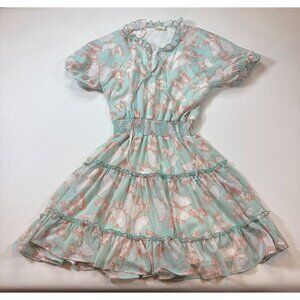 Altard State Butterfly Print Mint Ruffled Dress Size M Polyester (HH224)